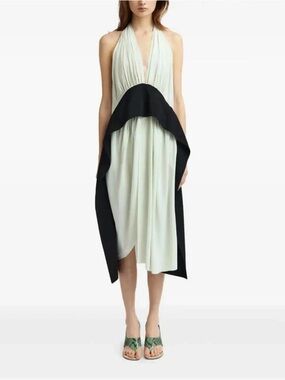 16Arlington Piera pleated midi halter dress - Eau de Nile mint and black - UK8